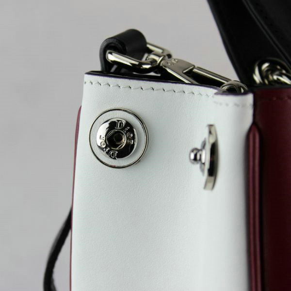 small Christian Dior diorissimo original calfskin leather bag 44374 winered&white&black